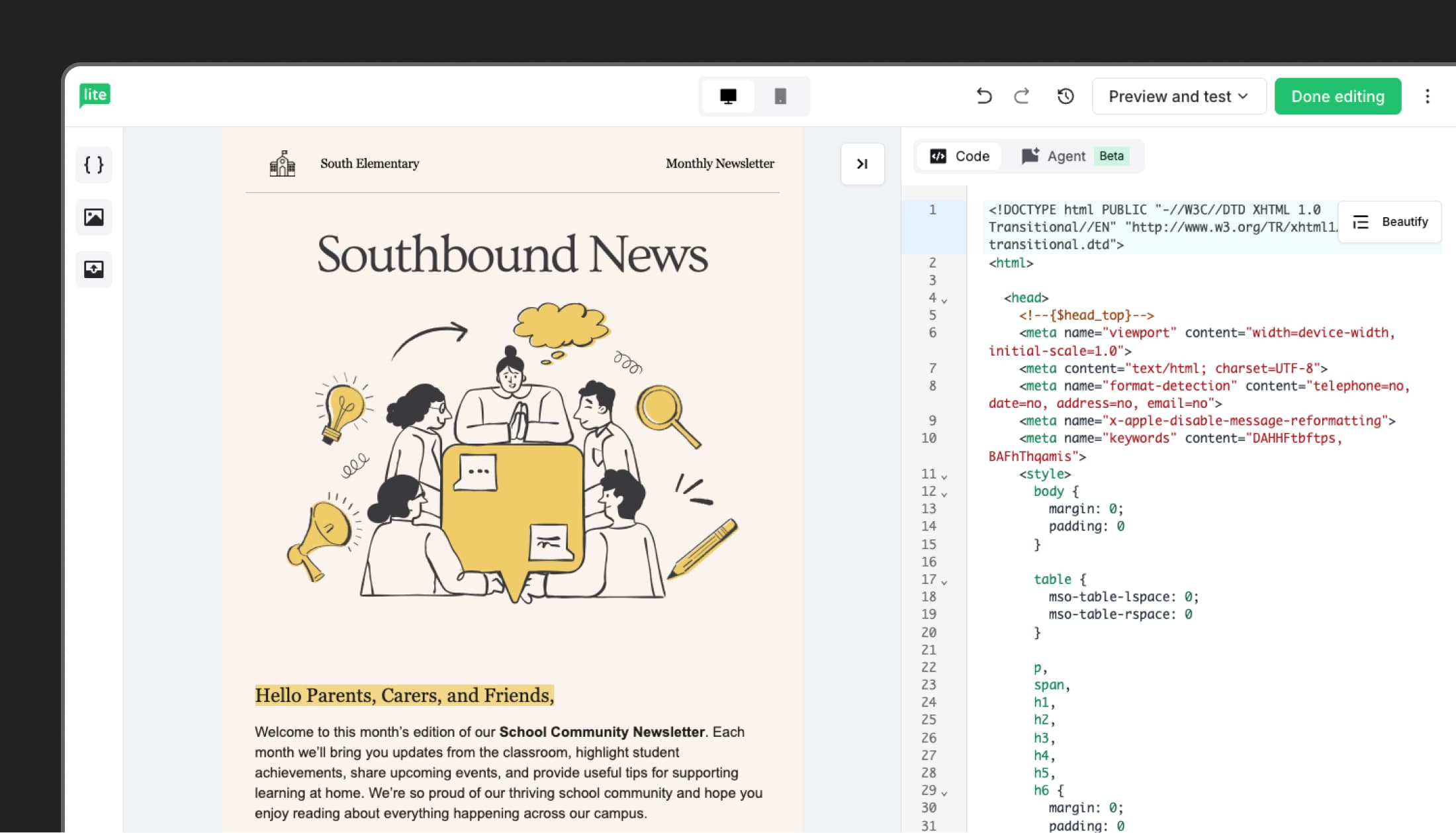 Custom HTML Editor screenshot